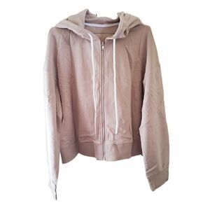 New GeGekoko Beige Cropped Zip Up Hoodie